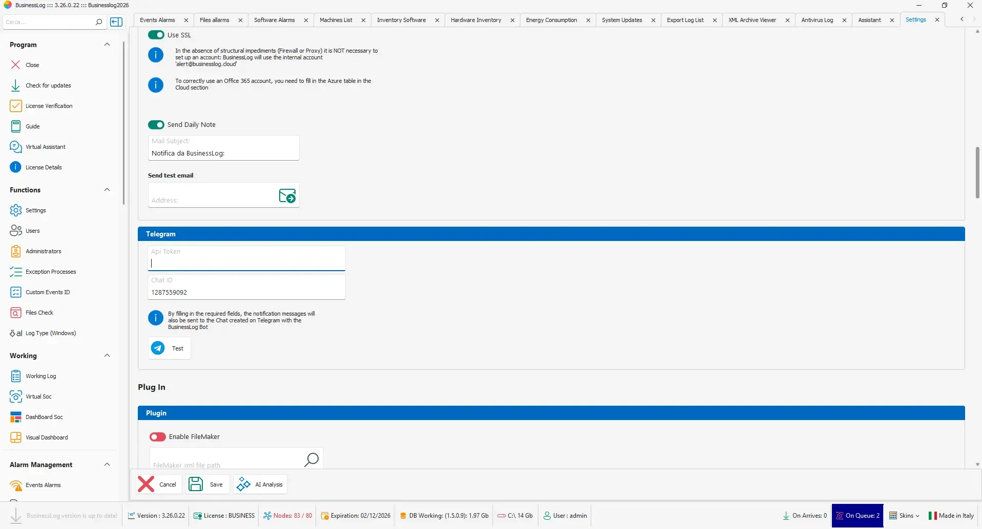 Syslog and CVE configuration